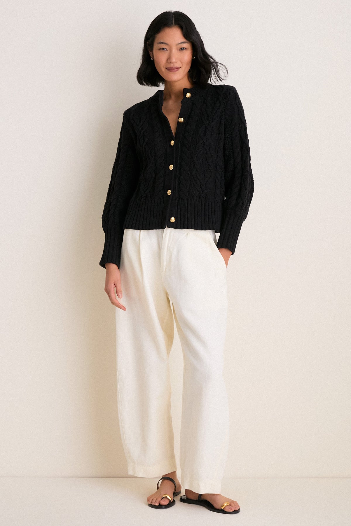 Black Cotton Colette Cardigan
