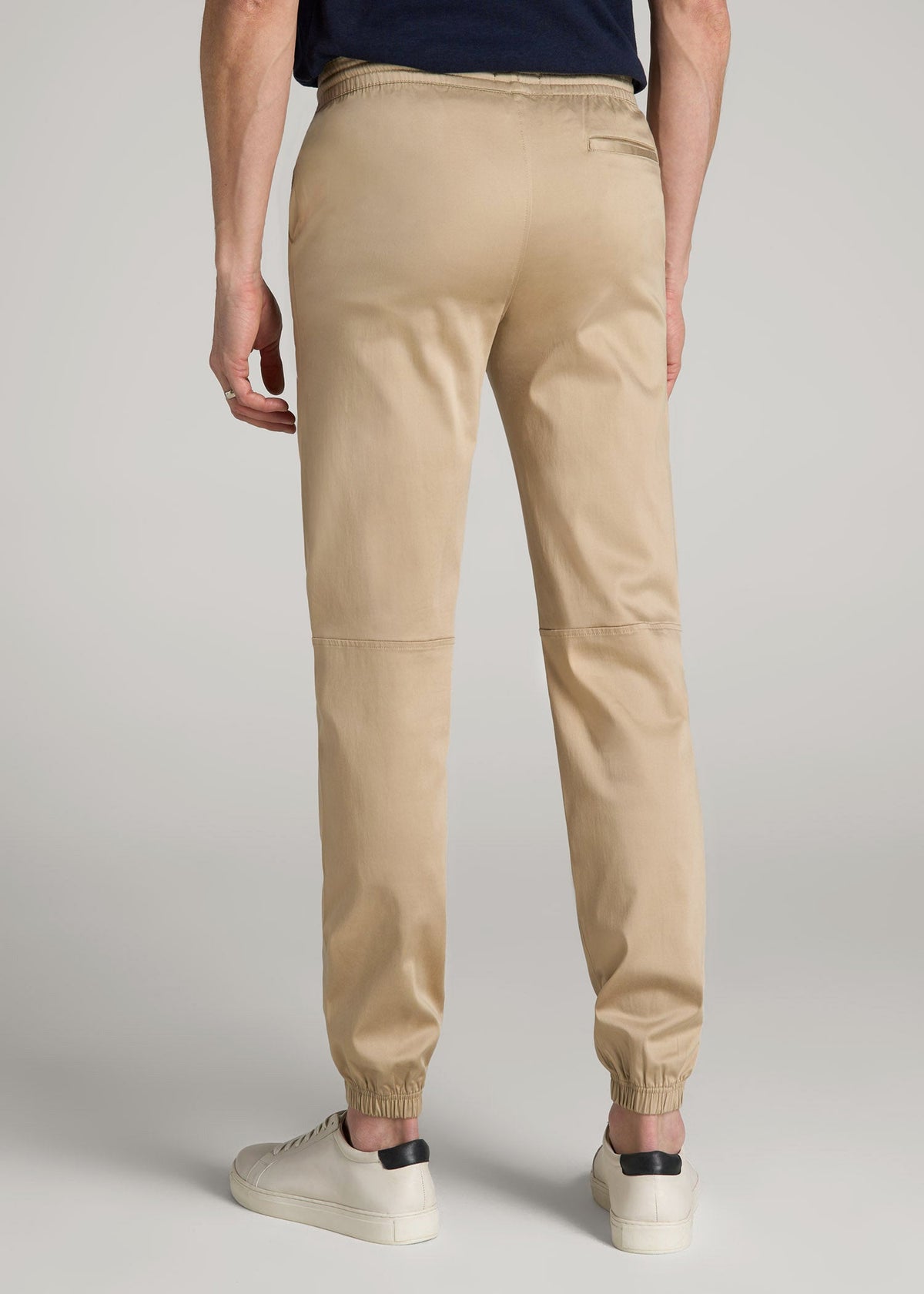 Stretch Twill Jogger Pants for Tall Men in Desert Khaki