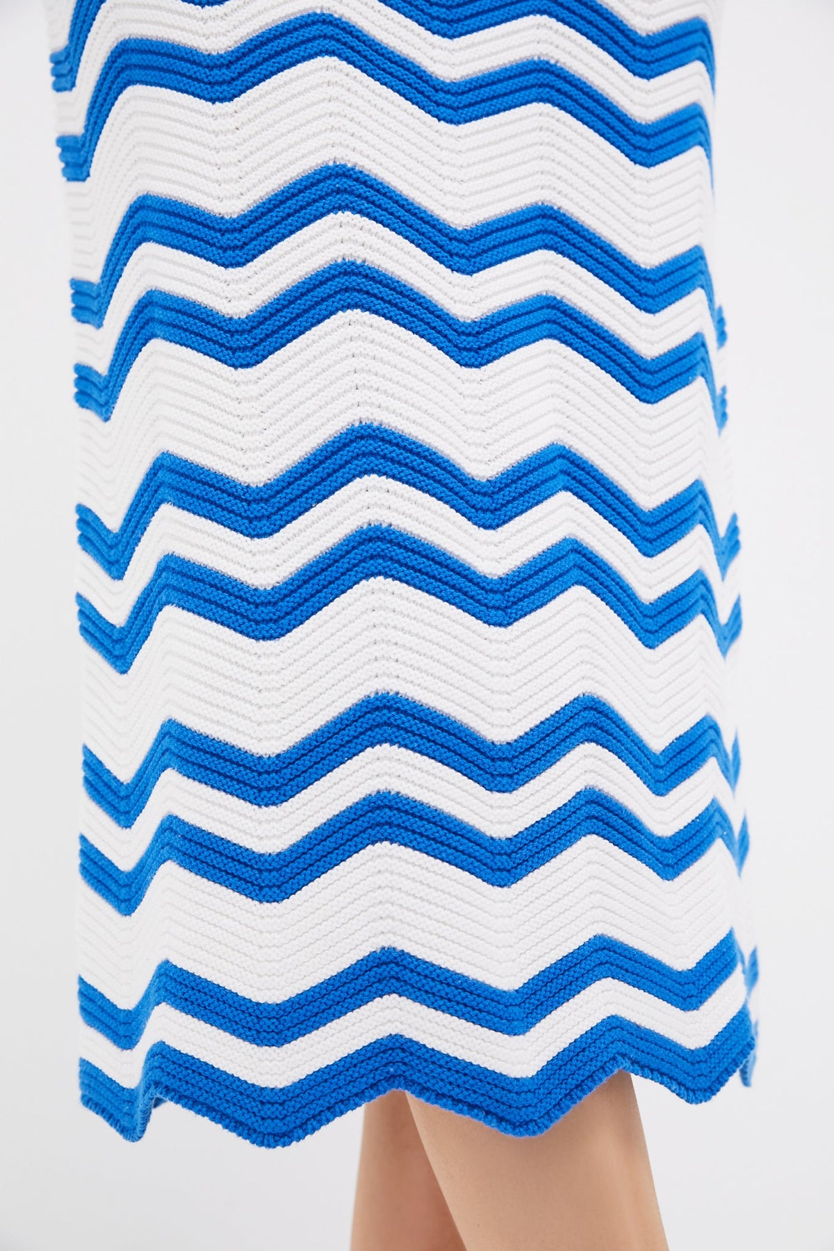 Blue & White Zig-Zag Stripe Mykonos Knit Maxi Dress
