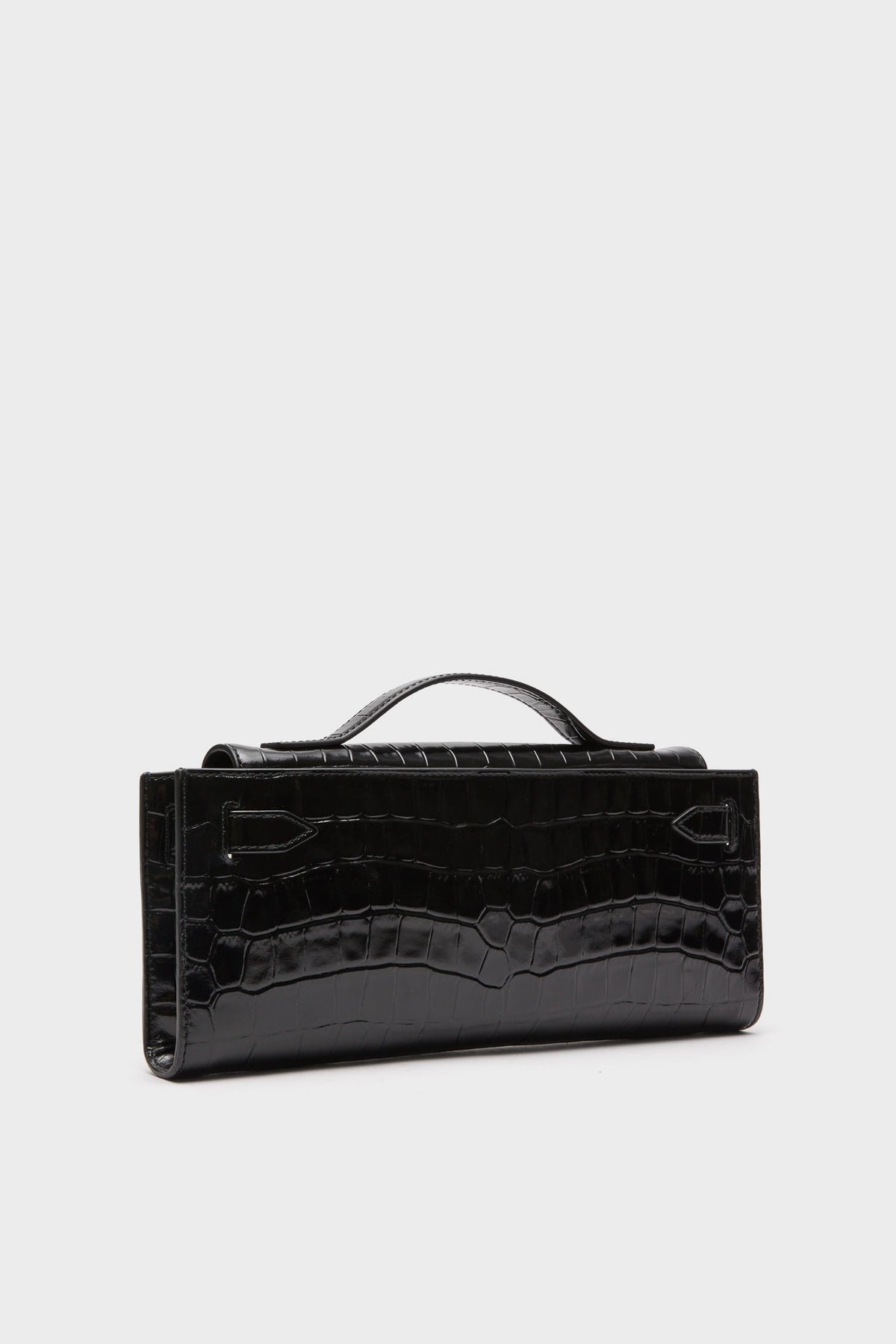 Black Croc Embossed Veronica Beard Dash Clutch