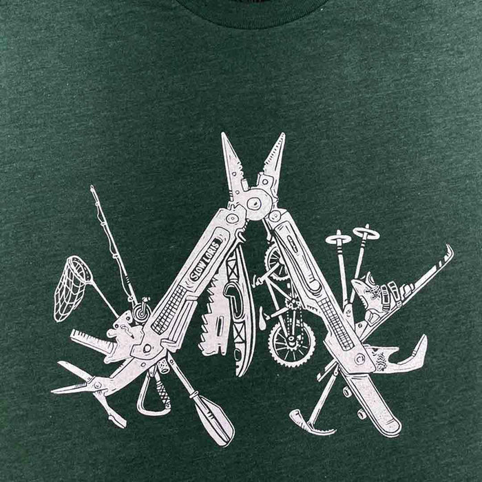 Adult Long Sleeve - Multitool Emerald Green Long Sleeve Tee (S - 3X) by Slow Loris