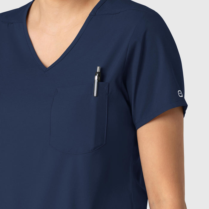 Boundless Women's Tuck-In Scrub Top Navy side detail 2