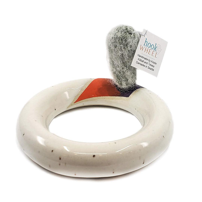 Large Plush Cactus - Espostoa Melanostele in Orange Purple Donut Pot by Hook And Wheel
