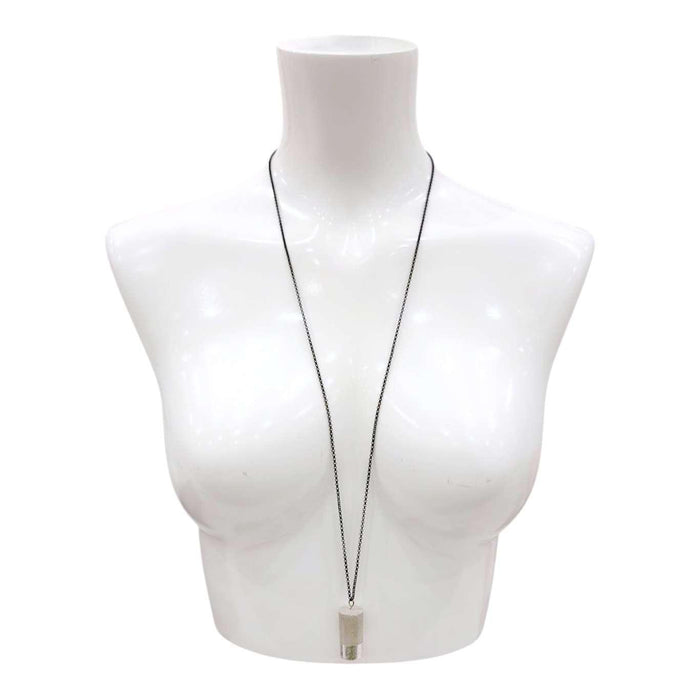 Necklace - Gilded Concrete Cylinder Pendant (Silver) by Studio Corbelle