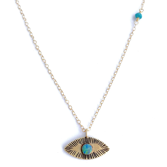 Opal Set on Bronze Eye Necklace