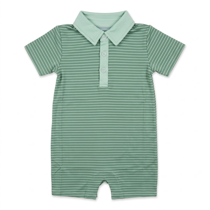 Tripp Romper in Green Stripe