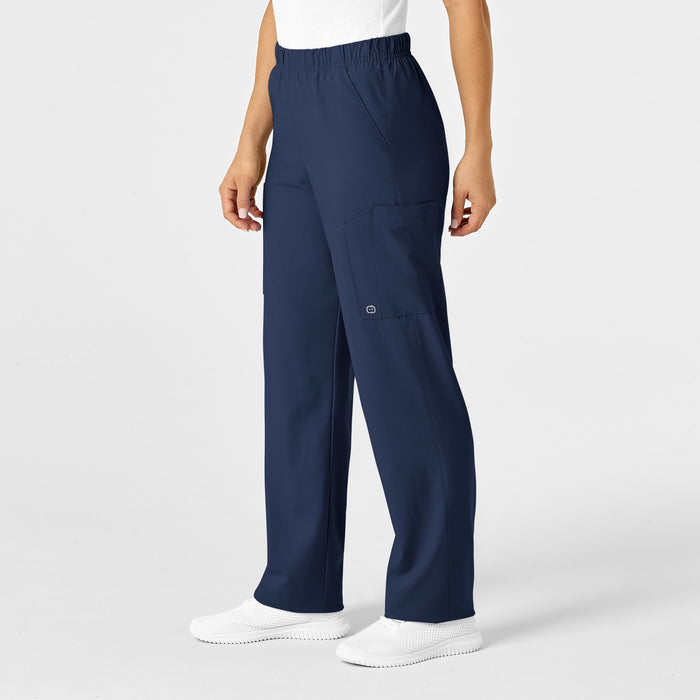 W123 Unisex Multi-Cargo Scrub Pant Navy side view