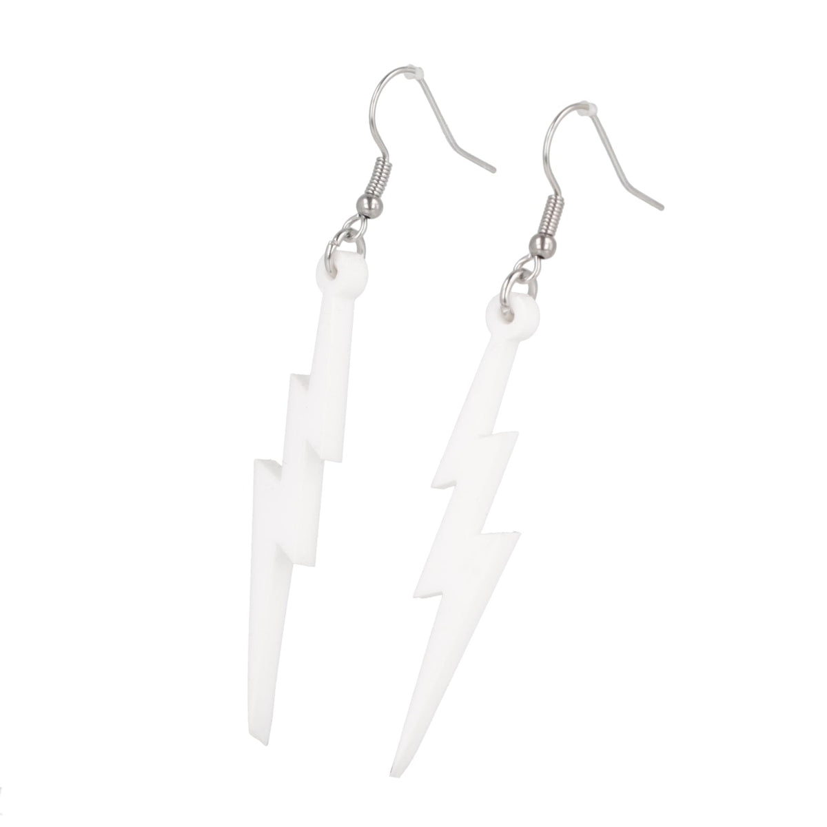 White Lightning Bolt Earrings