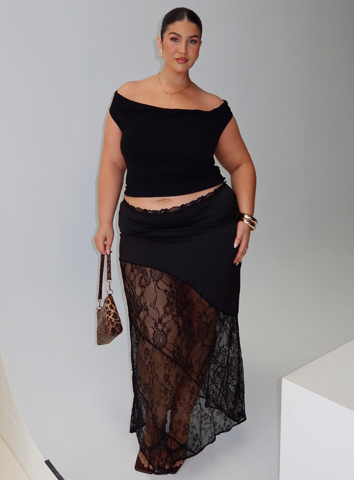 Castelli Lace Maxi Skirt Black Curve