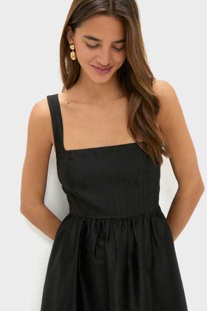 Black Dupioni Esme Dress
