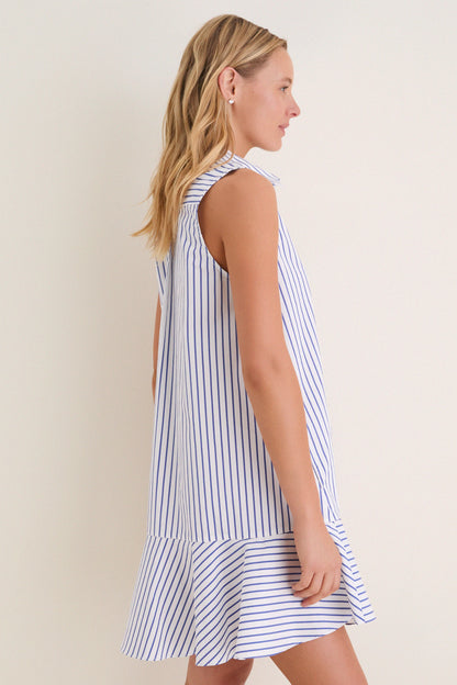 Blue Stripe Sleeveless Callahan Shirt Dress