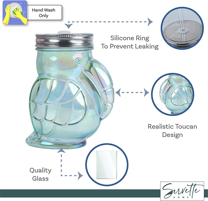 15.3 OZ Glass Sipper  - Toucan Green