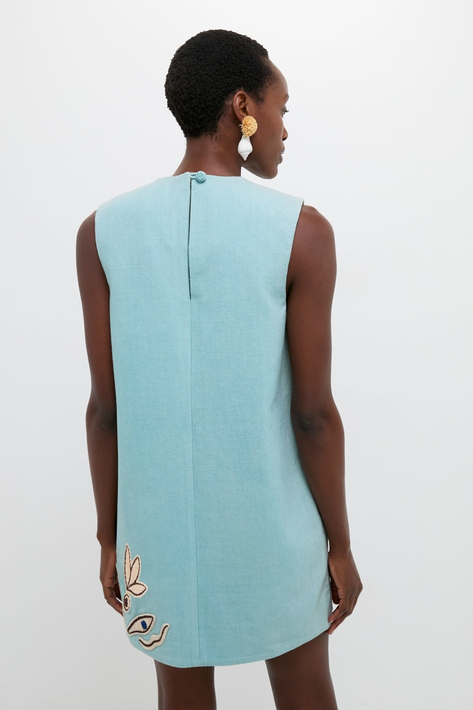 Blue Azara Raffia Mini Dress