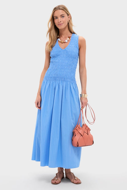 Azul Mico Pinstripe Palomar Midi Dress