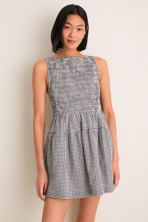 Black and Sand Gingham Cosima Mini Nap Dress