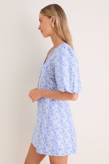 Baby Blue Ditsy Floral Marcy Mini Dress