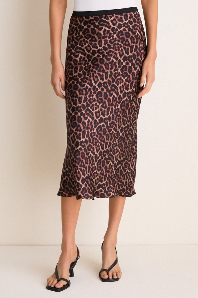Black and Brown Printed Bar Silk Skirt