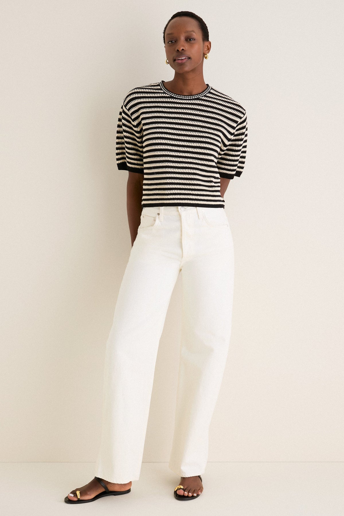 Black and Ivory Stripe Theo Sweater