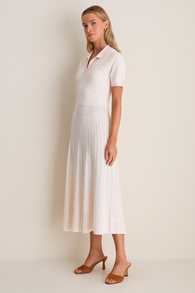Blush and Ivory Knit Maude Polo Dress