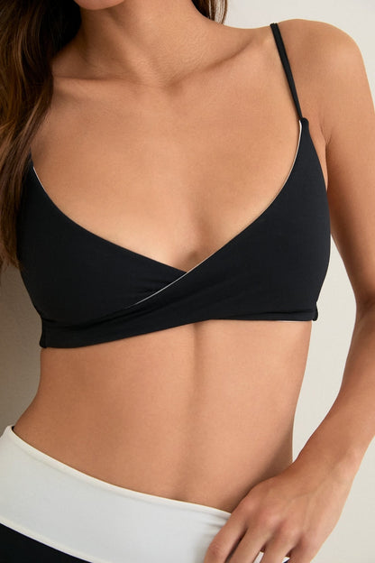 Black and Coconut Bare Amira Crop Bikini Top