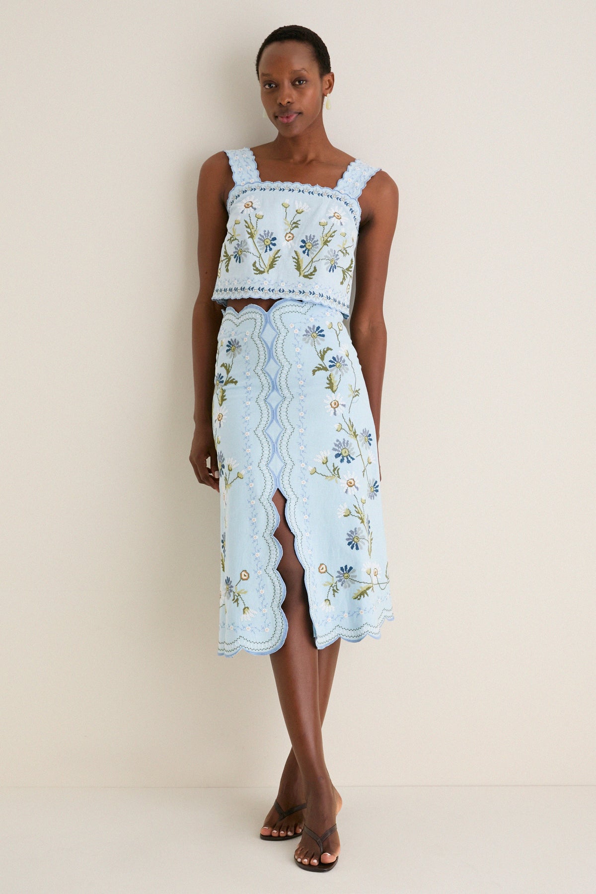 Blue Audra Embroidery Tank Top