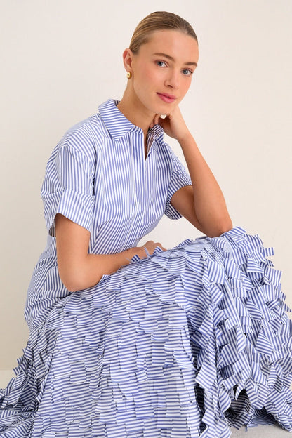 Blue Stripe Lorelai Midi Dress
