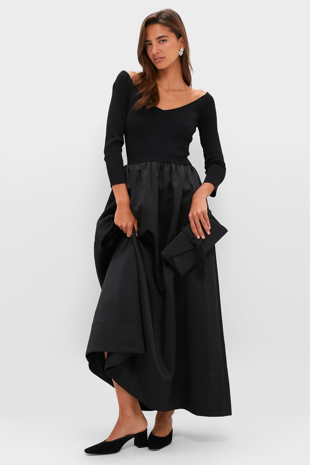 Black Dupioni Clea Dress