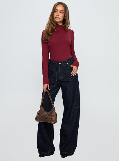 Augustness Long Sleeve Bodysuit Burgundy