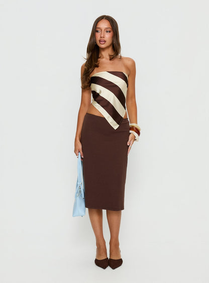 Baseline Rib Midi Skirt Chocolate