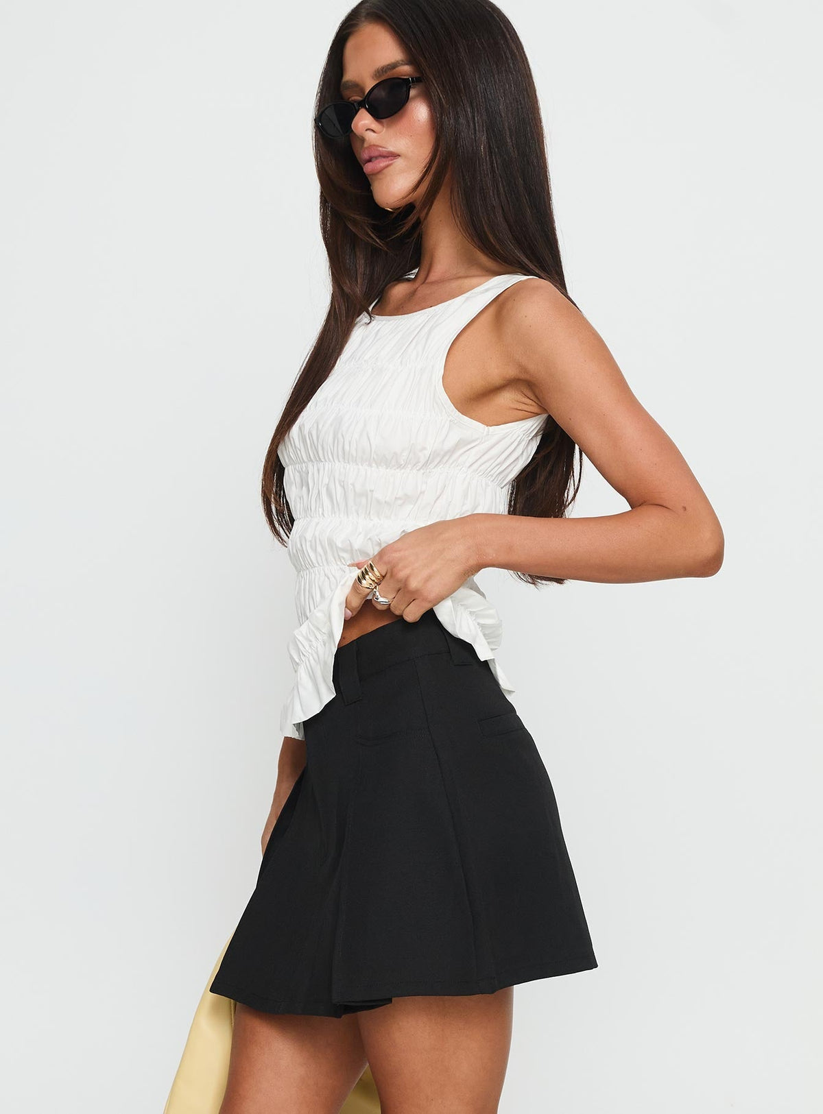 Carsyn Pleat Mini Skirt Black