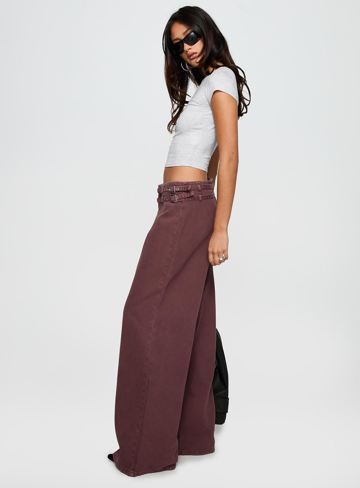 Baccarat Mid Rise Wide Leg Belted Pant Chocolate