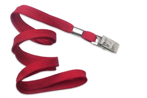 3/8" Flat Polyester Non-Breakaway Lanyard with Bulldog Clip, Qty = 100