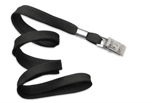 3/8" Flat Polyester Non-Breakaway Lanyard with Bulldog Clip, Qty = 100