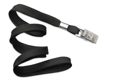 3/8" Flat Polyester Non-Breakaway Lanyard with Bulldog Clip, Qty = 100
