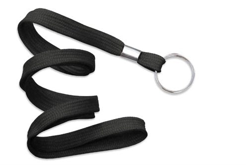 3/8" Flat Polyester Non-Breakaway Lanyard with Nickel-Plated Steel Split Ring, Qty = 100
