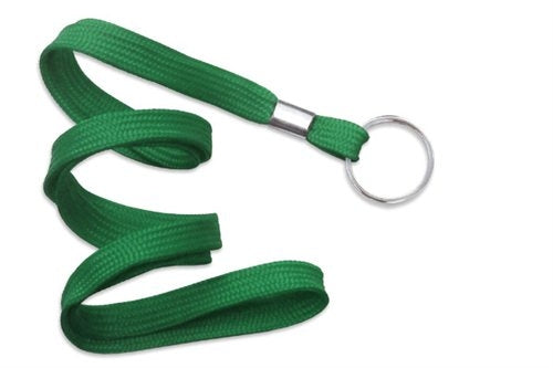 3/8" Flat Polyester Non-Breakaway Lanyard with Nickel-Plated Steel Split Ring, Qty = 100