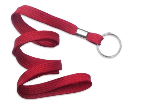 3/8" Flat Polyester Non-Breakaway Lanyard with Nickel-Plated Steel Split Ring, Qty = 100