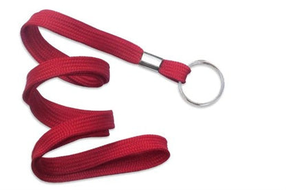 3/8" Flat Polyester Non-Breakaway Lanyard with Nickel-Plated Steel Split Ring, Qty = 100