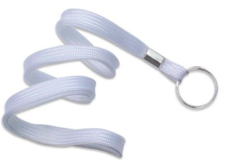 3/8" Flat Polyester Non-Breakaway Lanyard with Nickel-Plated Steel Split Ring, Qty = 100