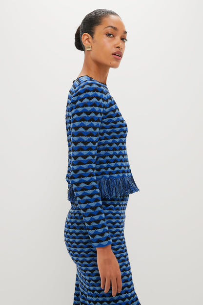 Blue and Black Profundo Long Sleeve Top