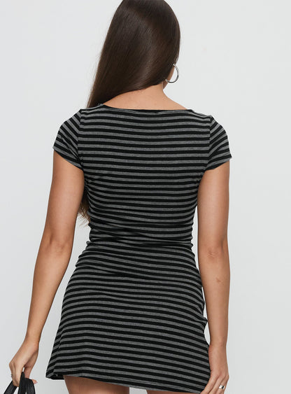 Angellina Jersey Button Down Top Stripe