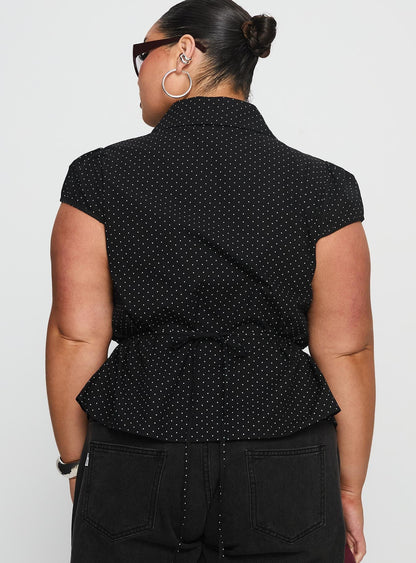 Arianwyn Short Sleeve Shirt Black Polka Curve