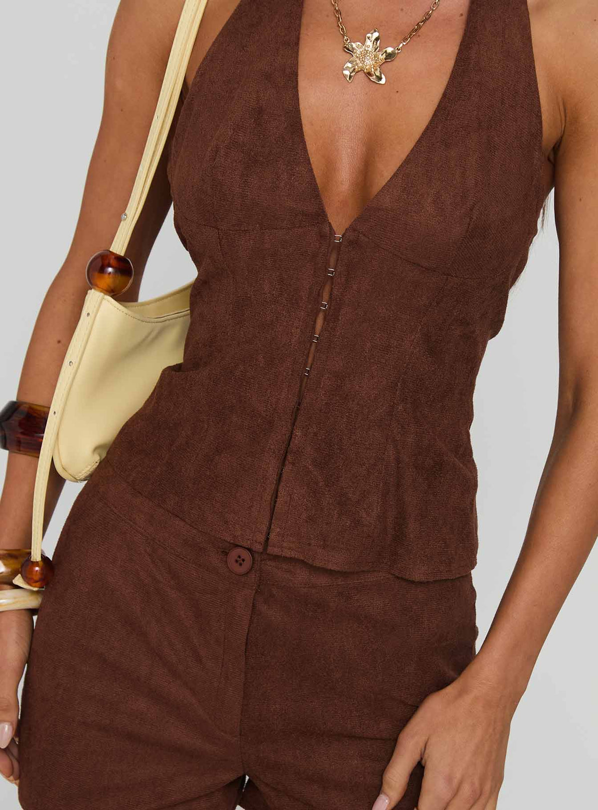 At Your Place Halter Set Brown