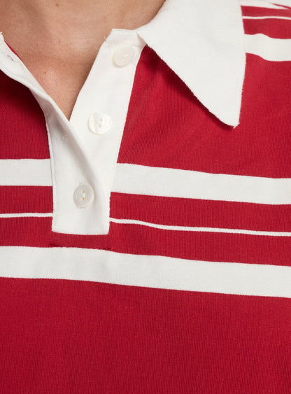 Aaren Boxy Polo Top Red Stripe