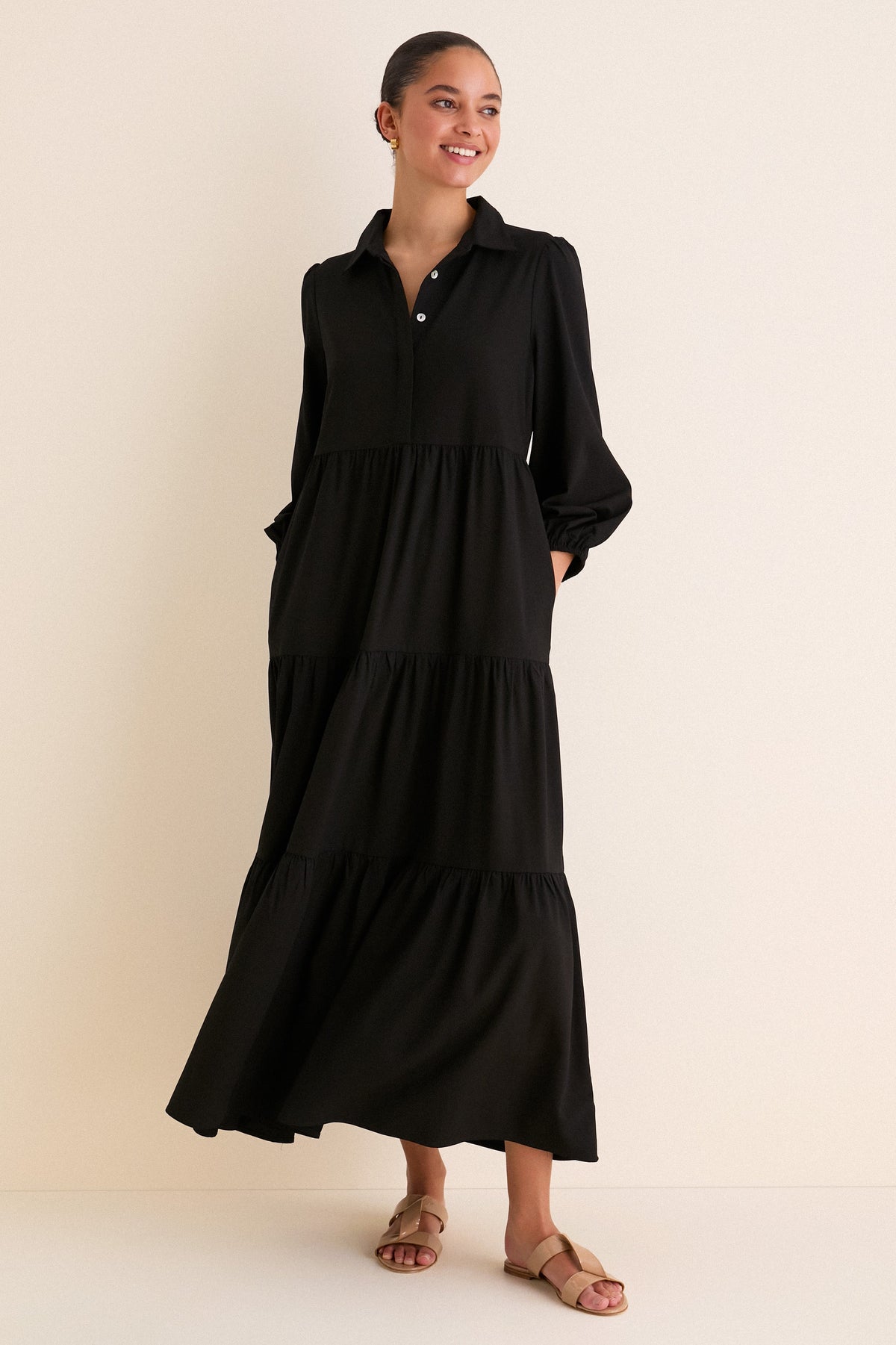 Black Crepe Mabel Maxi Dress