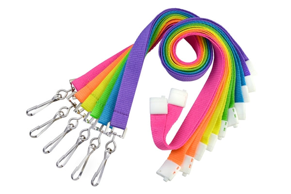 5/8" Neon Lanyard with Breakaway and NPS Swivel Hook, Qty = 100