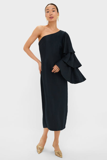Black Bidi Bidi Bom Bom Tea Length Dress