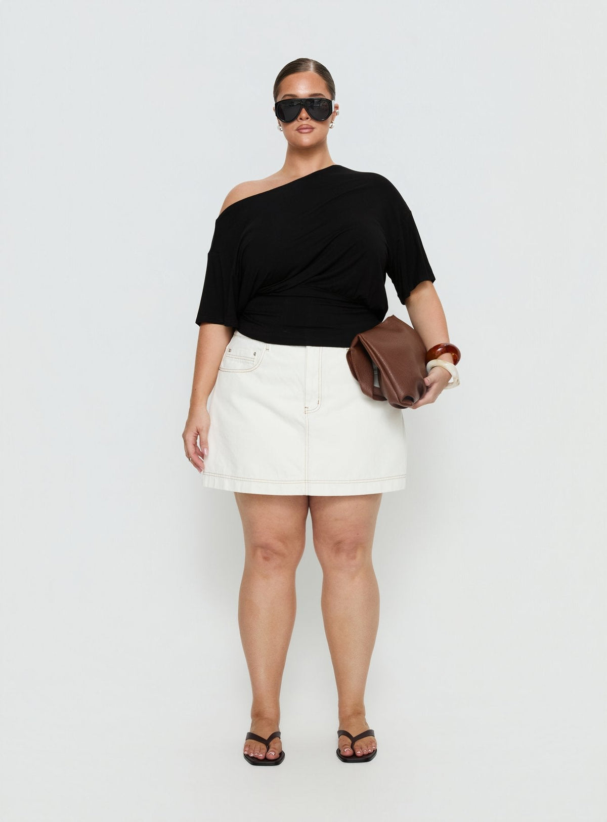 Ashlinn Off Shoulder Drapey Top Black Curve
