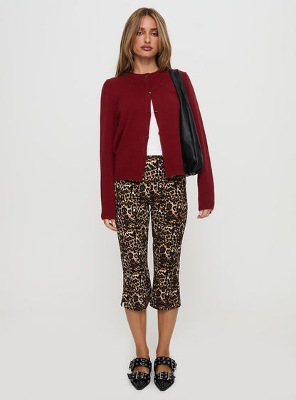 Arica Button Up Knit Cardigan Red