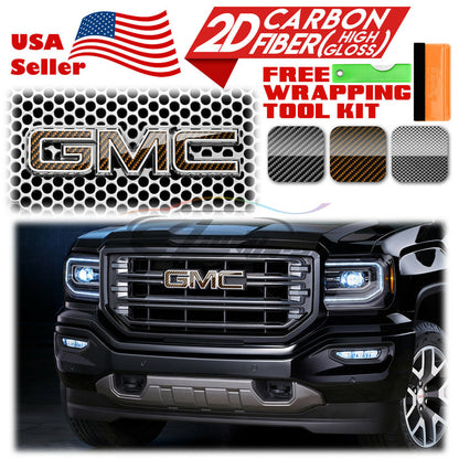 6pcs 4"x6" 2D Carbon Fiber GMC Emblem Overlay